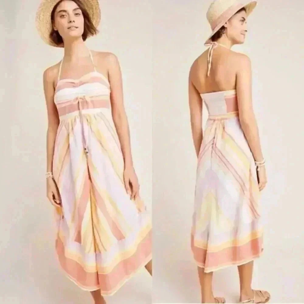 Anthropologie Striped Savannah Halter Dress